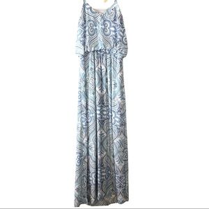 WHBM Aqua Paisley Print Maxi Dress